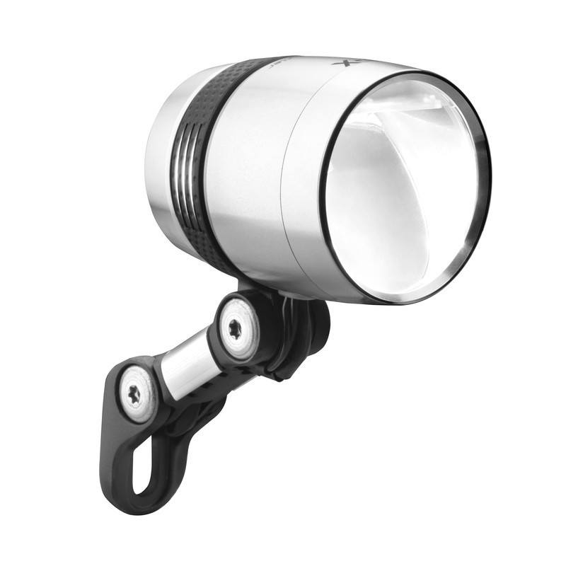 LED Dynamo Scheinwerfer bm IQ X 100 Lux mit Standlicht silber