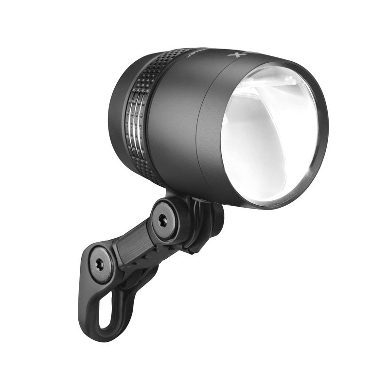 LED Dynamo Scheinwerfer bm IQ X 100 Lux mit Standlicht schwarz