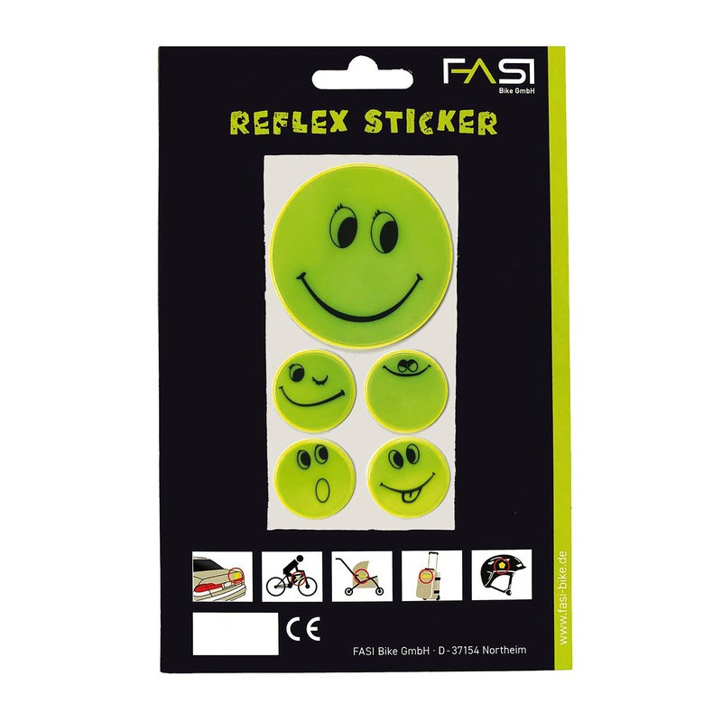 Stickerset Smiley Reflex Sticker gelb 1 x O 5cm 4 x O 25cm