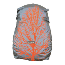 Rucksackhulle WOWOW Quebec silber orange reflektierend mit Motiv
