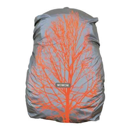 Rucksackhulle WOWOW Quebec silber orange reflektierend mit Motiv