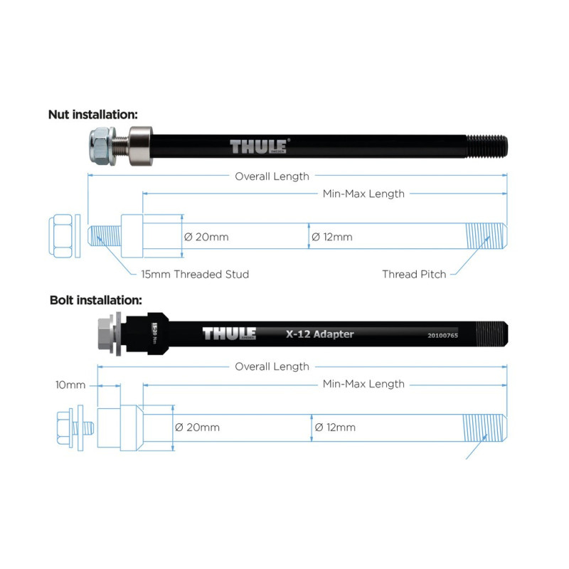 Achsadapter Thule Shimano M12x15 172 oder178mmBefestigung Mutter M12x15