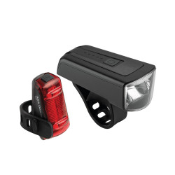 LED Akku Beleuchtungsset AXA Dwn 100 Dwn 100 Front und Dwn Rucklicht USB