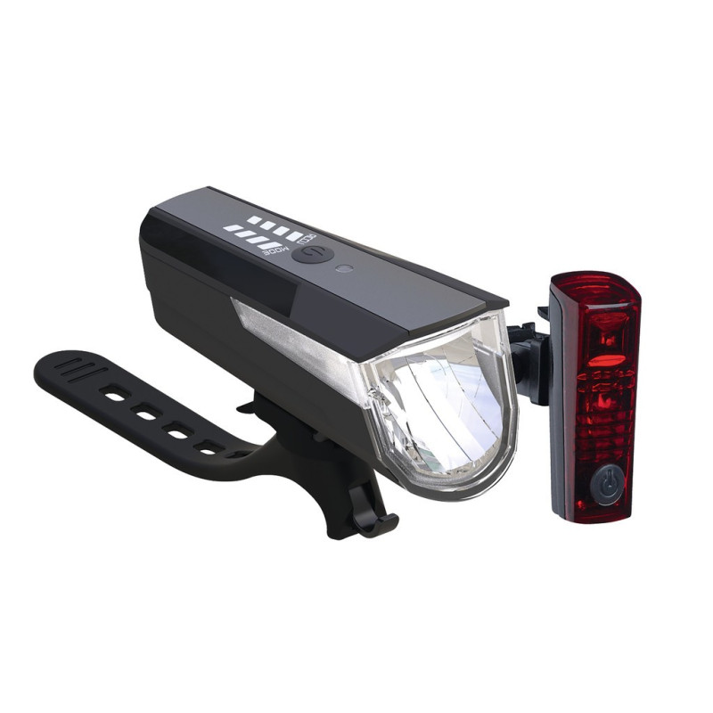 LED Akku Beleuchtungsset BUCHEL BLC 820 80 40 15 Lux 2000 mAh USB Bremslicht