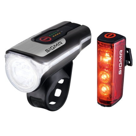 LED Akku Beleuchtungsset SIGMA Aura 80 USB Blaze Bremslichtfunktion
