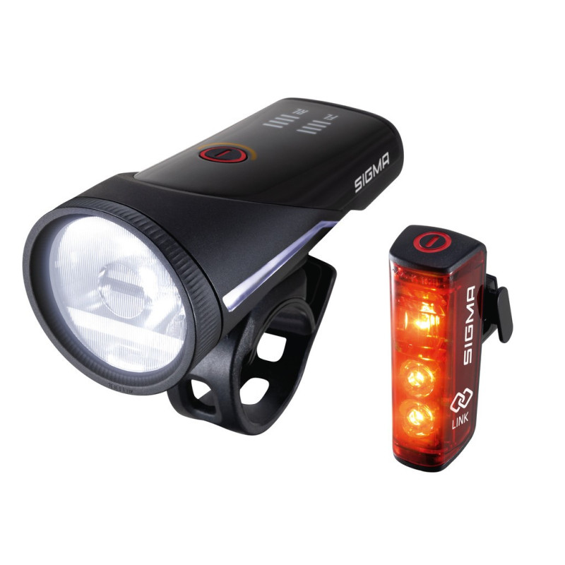 LED Akku Beleuchtungsset SIGMA Aura 100 Blaze Link Bremslichtfunktion