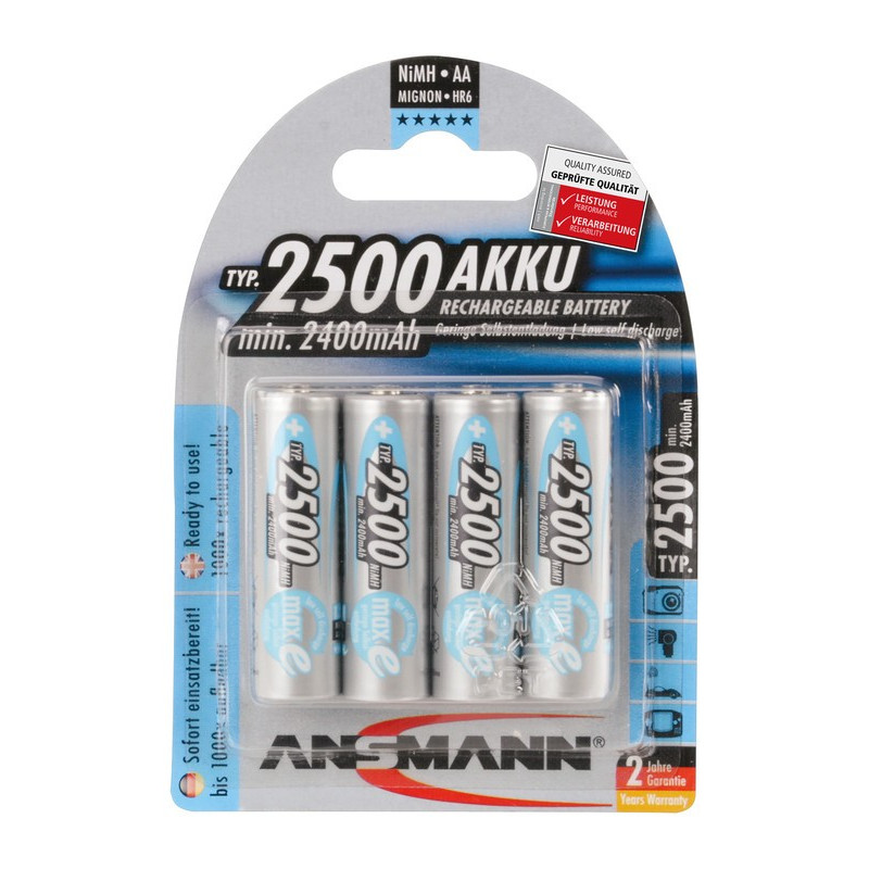 Akku Ansmann Mignon 2500mAh NiMH 12V AA 4er Set