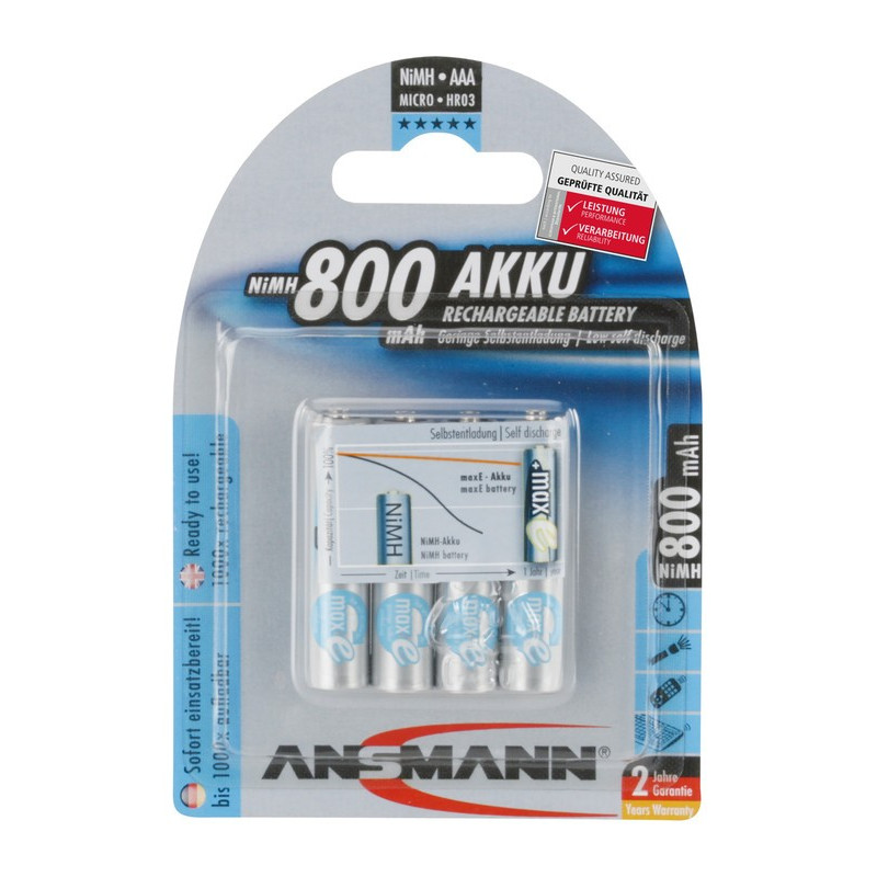 Akku Ansmann Micro 800mAh NiMH 12V AAA 4er Set