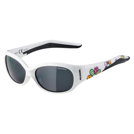 Sonnenbrille Alpina Flexxy Kids weiss Blumen gloss Glas schwarz Kat3