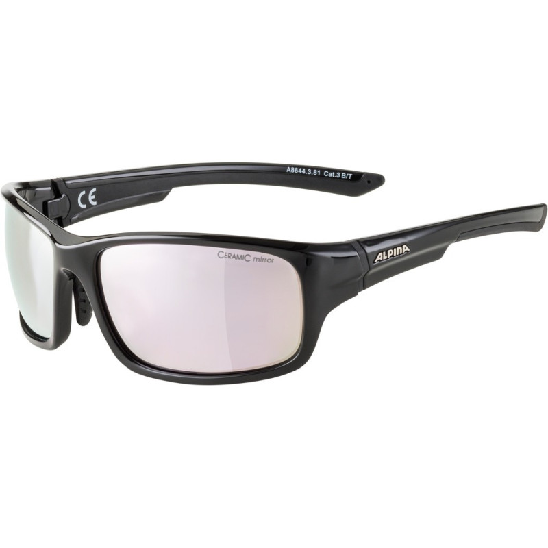 Sonnenbrille Alpina Lyron S schwarz Glas rose gold versp Kat3