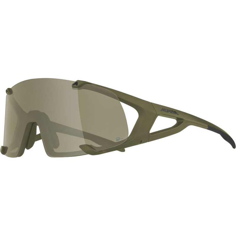 Sonnenbrille Alpina Hawkeye Q Lite olive matt Glas silber versp Kat3