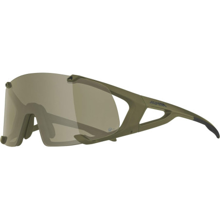 Sonnenbrille Alpina Hawkeye Q Lite olive matt Glas silber versp Kat3