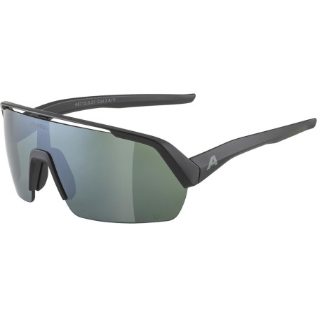 Sportbrille Alpina Turbo HR Q Lite schwarz matt Glas silber versp Kat3